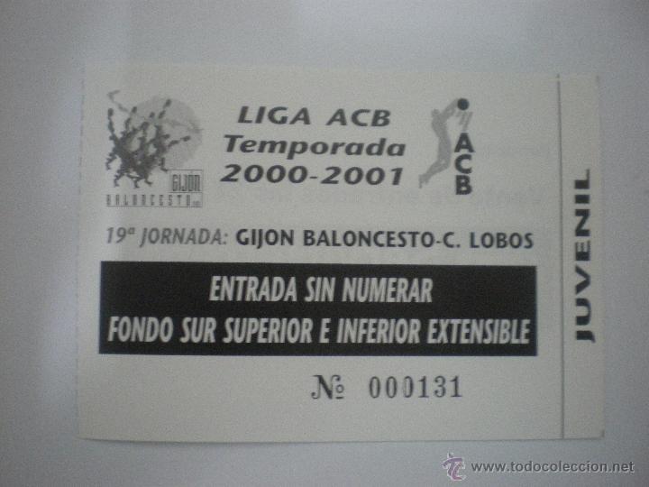 Sammelleidenschaft Sport: Entrada baloncesto Gij&oacute;n Baloncesto-Cantabria Lobos-Liga ACB-Temporada 2000/2001-Jornada 19