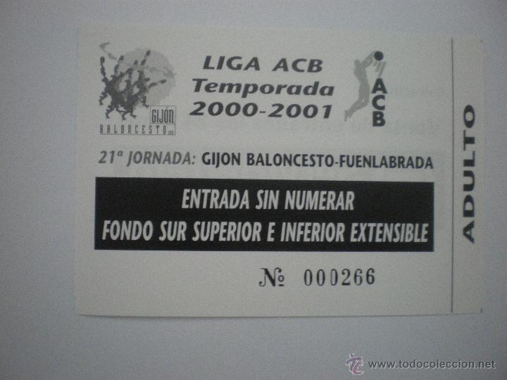 Sammelleidenschaft Sport: Entrada baloncesto Gij&oacute;n Baloncesto - C. Baloncesto Fuenlabrada -Liga ACB-Temp. 2000/2001-Jornada 21