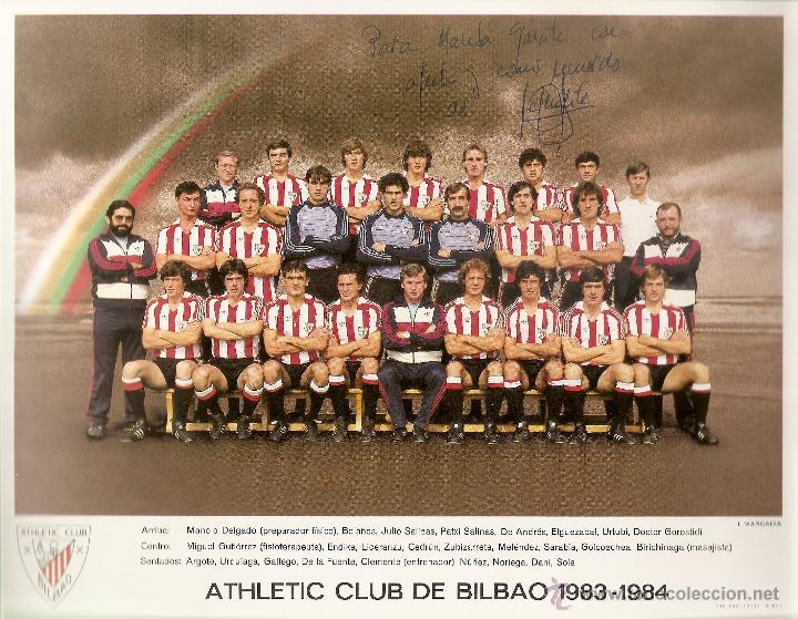 Coleccionismo deportivo: TARJETA-TARJETON OFICIAL ATHLETIC CLUB BILBAO. 1983-84.DEDICADA POR JAVIER CLEMENTE. FUTBOL. NUEVA