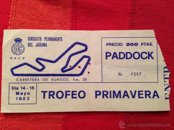 Coleccionismo deportivo: R643 ENTRADA TICKET JARAMA 1983 PADDOCK RACE TROFEO PRIMAVERA - Foto 1