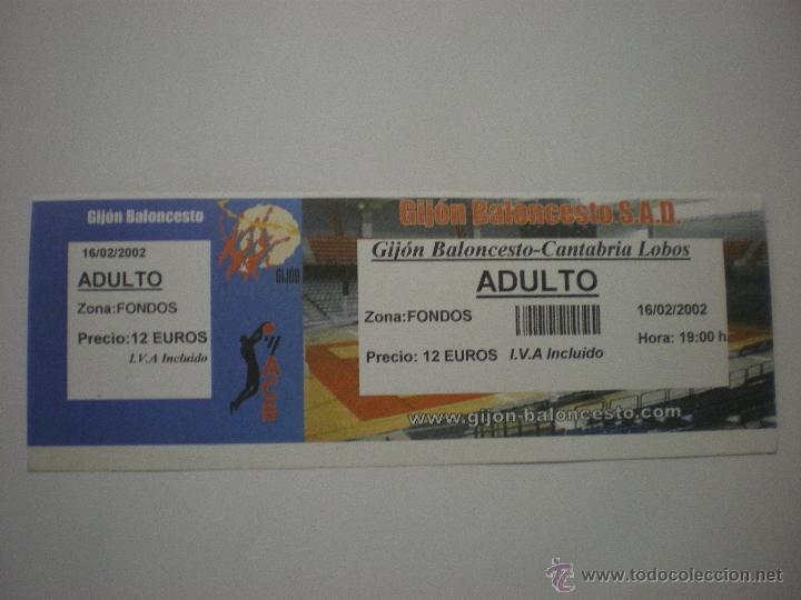 Sammelleidenschaft Sport: Entrada Gij&oacute;n Baloncesto - Cantabria Lobos - Liga ACB - 16/02/2002 - Modelo 1