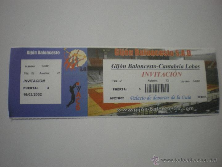Sammelleidenschaft Sport: Entrada Gij&oacute;n Baloncesto - Cantabria Lobos - Liga ACB - 16/02/2002 - Modelo 2