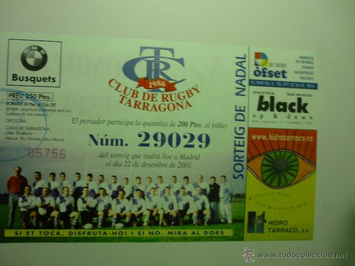 Coleccionismo deportivo: participacion loteria navidad 2001 -club rugby tarragona