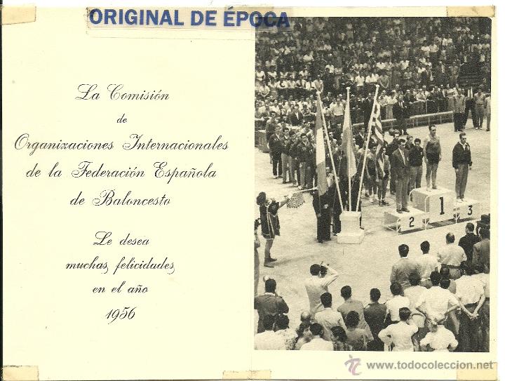 Sports collectibles: (F-19)FELICITACION 1956 COMOSION ORGANIZADORES INTERNACIONALES FEDERACION ESPA&Ntilde;OLA DE BALONCESTO