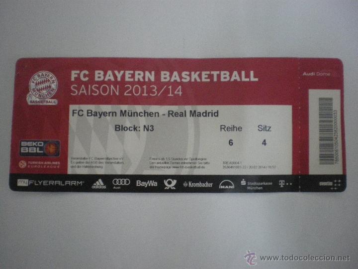 Sammelleidenschaft Sport: Entrada baloncesto - FC Bayern Munich Basketball / Real Madrid - Euroliga - 2013/14 - 20/02/2014