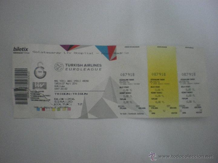 Sammelleidenschaft Sport: Entrada Baloncesto - Galatasaray / Real Madrid - Euroliga - 2013/14 - 07/03/2017