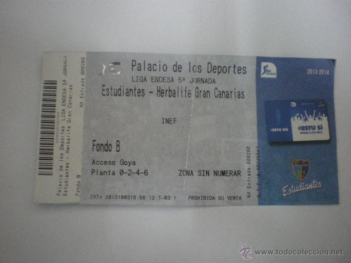 Sammelleidenschaft Sport: Entrada baloncesto - Estudiantes / Herbalife Gran Canaria - Liga ACB - 2013/14-Jornada 5- 10/11/2013