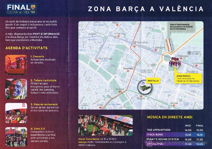 Coleccionismo deportivo: TRIPTICO FINAL COPA DEL REI 2014. BAR&Ccedil;A. EN CATAL&Aacute; - Foto 2