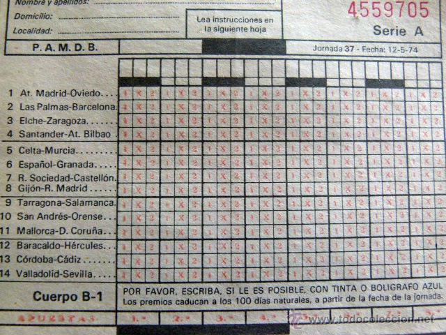 Coleccionismo deportivo: Quiniela nueva a&ntilde;o 12/5/1974 - Foto 1