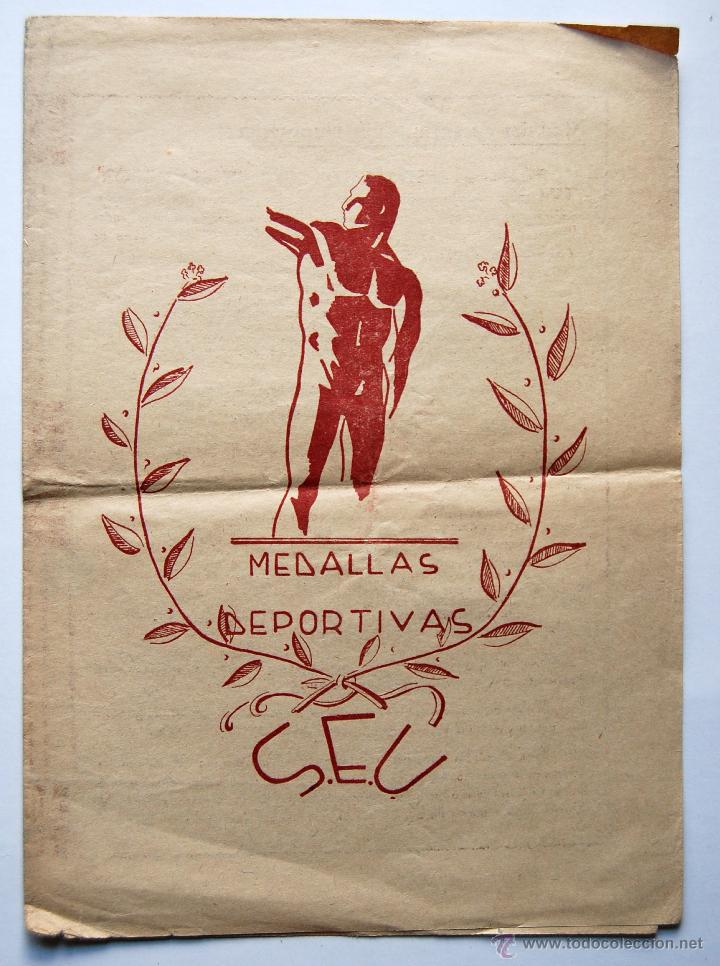 Collezionismo sportivo: Plusmarcas para medallas deportivas S.E.U. Falange. A&ntilde;os 40