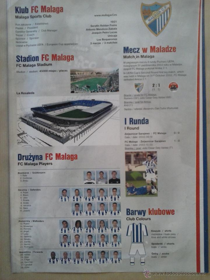Coleccionismo deportivo: PROGRAMA MALAGA C.F. EN LA UEFA - Foto 1
