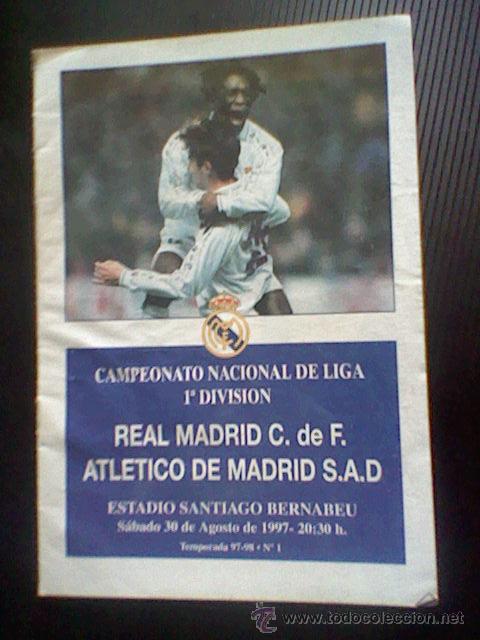 Sports collectibles: programa mano partido Real madrid AT MADRID 97 98