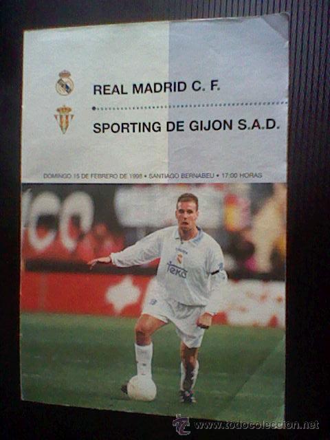 Sports collectibles: programa mano partido Real madrid GIJON FEBRERO 1998