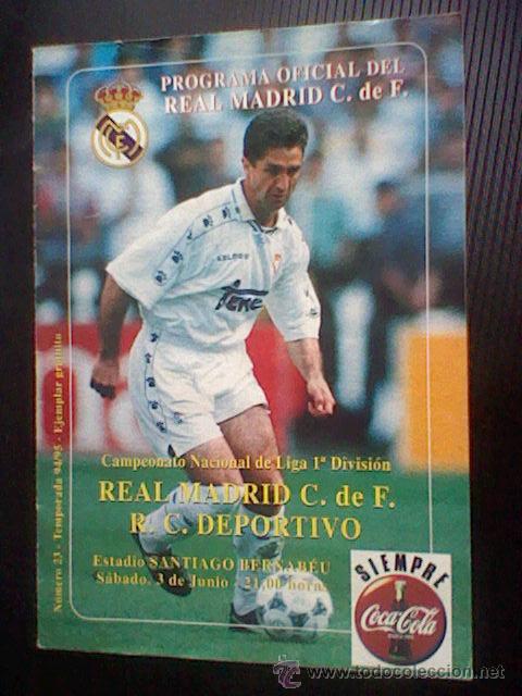 Coleccionismo deportivo: programa mano partido Real madrid DEPORTIVO 94 95 - Foto 1