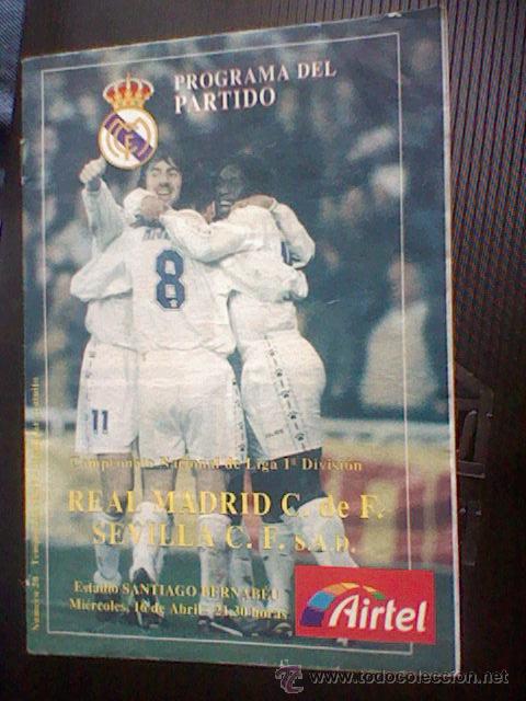 Sports collectibles: programa mano partido Real madrid PORTADA ABRAZO SEEDORF AMAVISCA SEVILLA 97 96