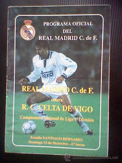 Collectionnisme sportif: programa mano partido Real madrid CELTA 92 93 PORTADA MARTIN VAZQUEZ