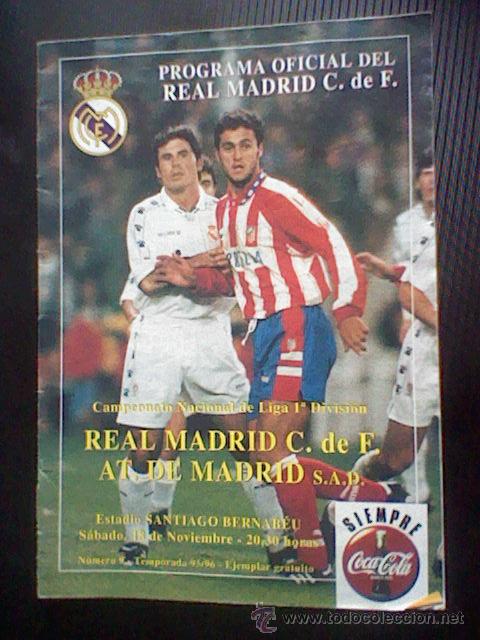 Collectionnisme sportif: programa mano partido Real madrid ATLETICO MADRID 95 96