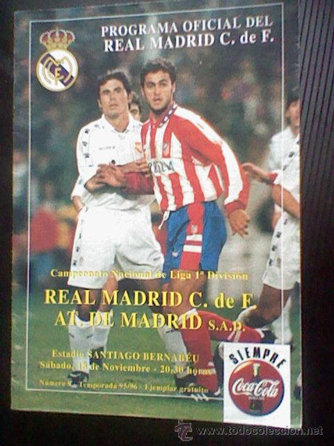 Collectionnisme sportif: programa mano partido Real madrid ATLETICO MADRID 95 96