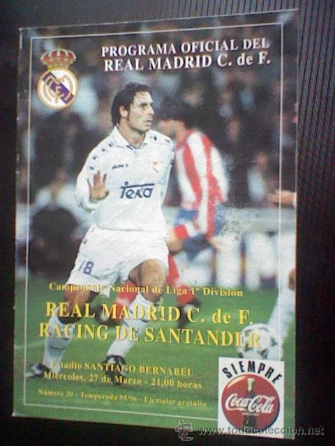 Collectionnisme sportif: programa mano partido Real madrid SANTANDER  95 96