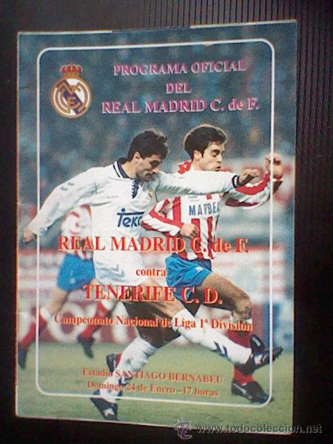 Collectionnisme sportif: programa mano partido Real madrid TENERIFE  93 92