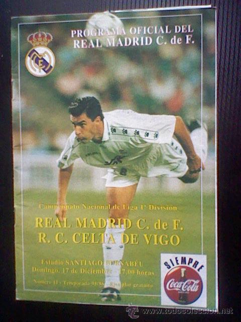 Collectionnisme sportif: programa mano partido Real madrid CELTA 95 96 PORTADA MICHEL