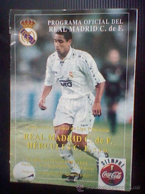 Collectionnisme sportif: programa mano partido Real madrid HERCULES 96 97 MUY SOBADO PORTADA ROBERTO CARLOS