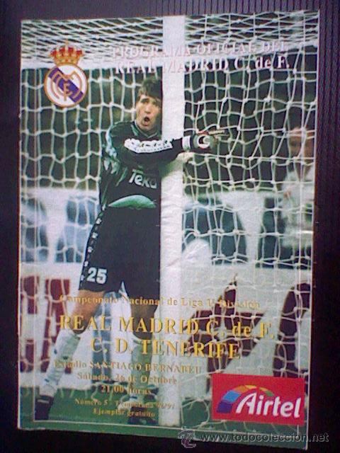 Collectionnisme sportif: programa mano partido Real madrid TENERIFE 96 97