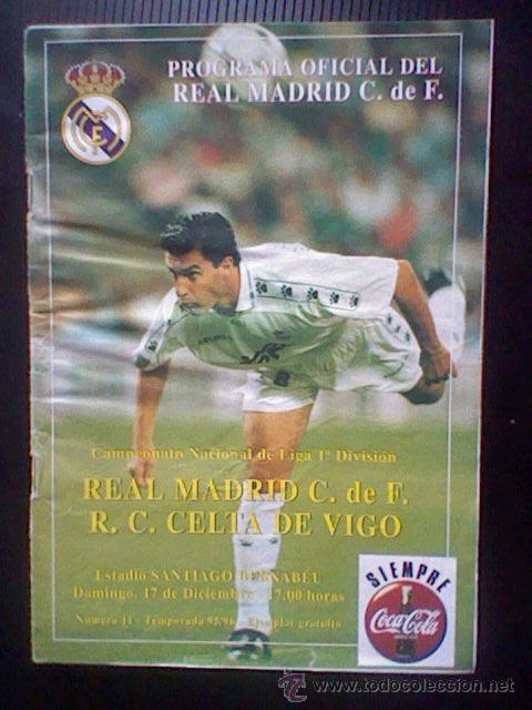 Collectionnisme sportif: programa mano partido Real madrid CELTA 95 96 PORTADA MICHEL