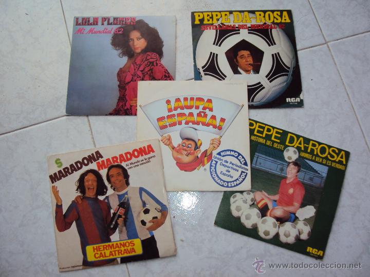 Coleccionismo deportivo: Aupa ESPA&Ntilde;A 82 !!! LOTE 5 VINILOS. - Foto 1
