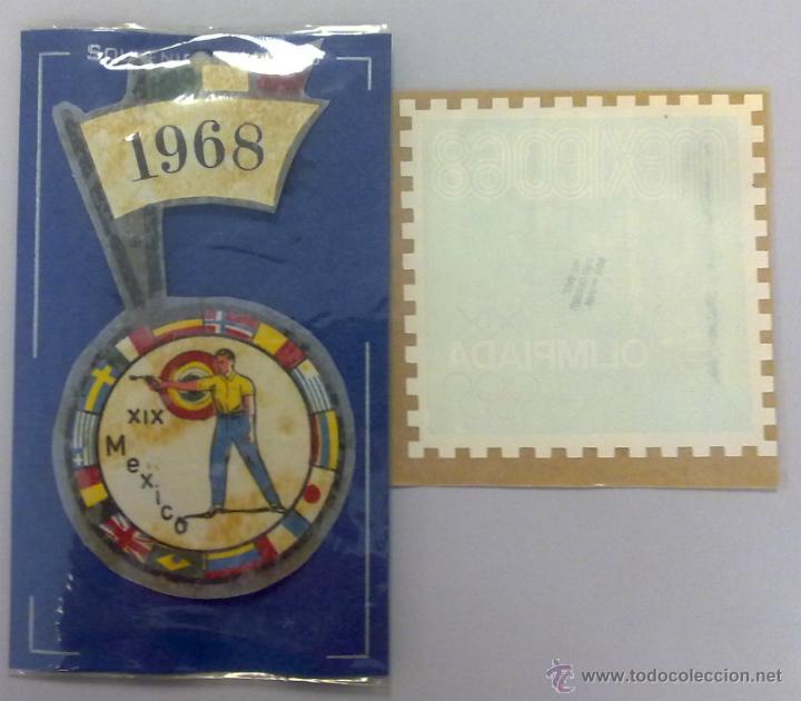 Collectionnisme sportif: 2 PEGATINAS DE LAS OLIMPIADAS DE M&Eacute;XICO 1968, Env&iacute;o gratis