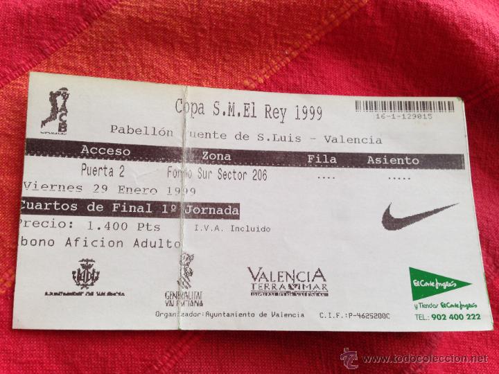 Sports collectibles: R674 ENTRADA TICKET BALONCESTO PAMESA CERAMICA VALENCIA COPA DEL REY 1999