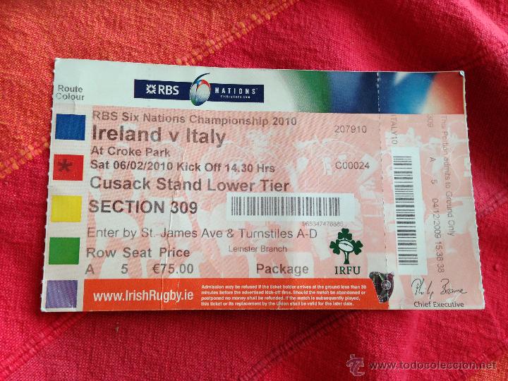 Sammelleidenschaft Sport: R653 ENTRADA TICKET RUGBY IRLANDA IRELAND ITALIA ITALY 6 NACIONES SIX NATIONS 2010