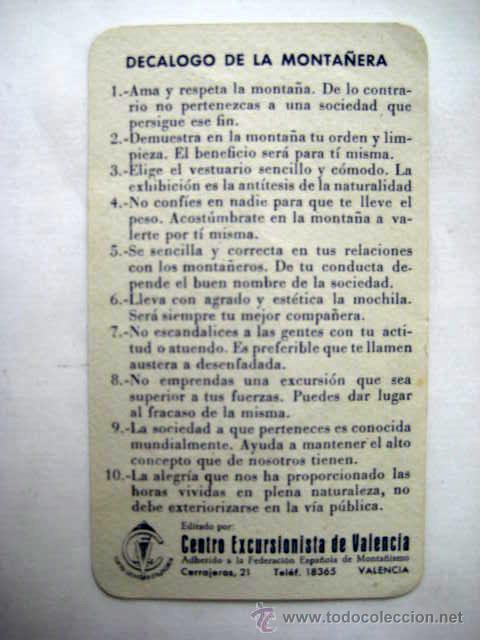 Sports collectibles: Antigua Tarjeta: DEC&Aacute;LOGO DE LA MONTA&Ntilde;ERA. Centro Excursionista de Valencia