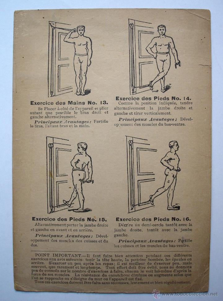 Coleccionismo deportivo: Tabla de ejercicios para brazos y pies. En franc&eacute;s, a&ntilde;os 40. - Foto 2