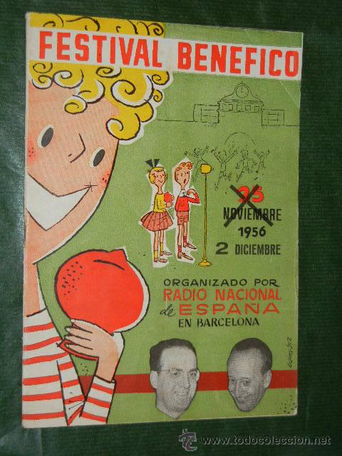 Collectionnisme sportif: PROGRAMA FESTIVAL BENEFICO RADIO NACIONAL BARCELONA 1956 - ESTADIO MONTJUICH