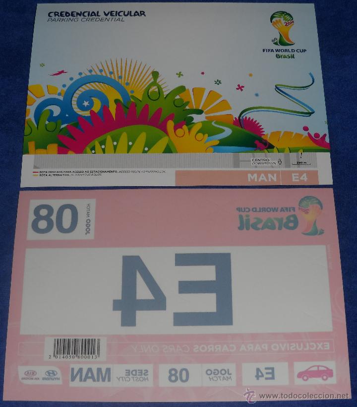 Coleccionismo deportivo: Credencial Vehicular - Italia-Inglaterra - Copa del Mundo Brasil 2014 - FIFA