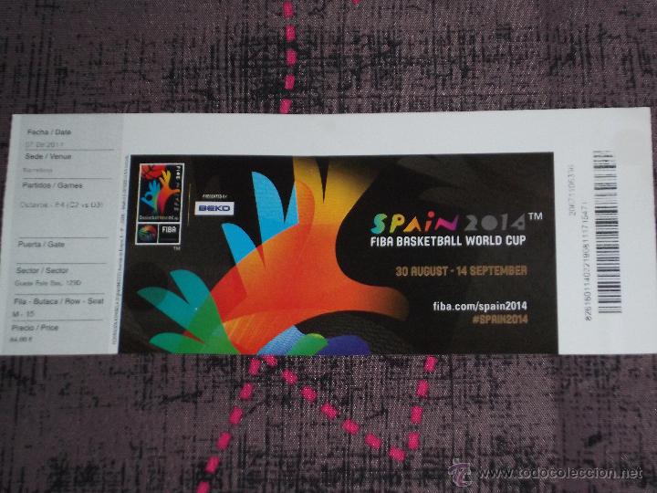 Coleccionismo deportivo: ENTRADA FIBA BASKETBALL WORLD CUP-SEDE / VENUE - OCTAVOS E4 (C2 VS D3) - BARCELONA - 7/09/2014