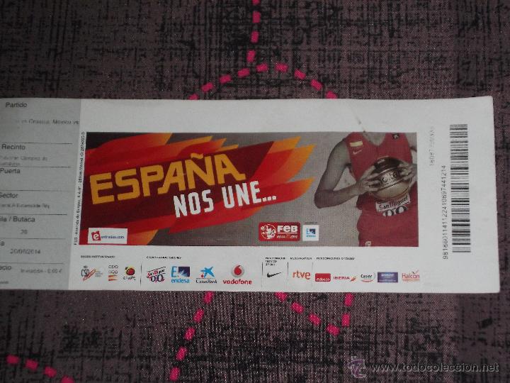 Coleccionismo deportivo: ENTRADA DE BALONCESTO- ESPA&Ntilde;A VS CROACIA / MEXICO VS UCRANIA - PABELLON OLIMPICO DE BARCELONA - 2014