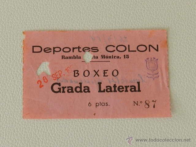 Coleccionismo deportivo: ENTRADA BOXEO BARCELONA DEPORTES COLON A&Ntilde;O 1954 - Foto 1