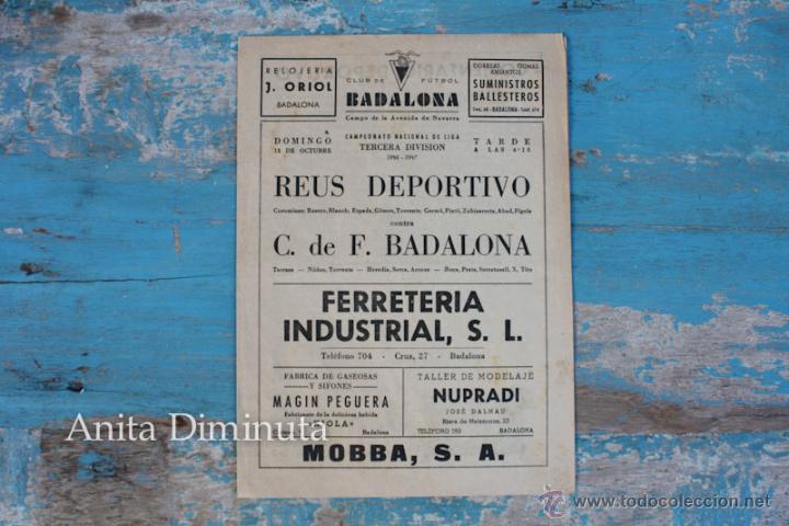 Sammelleidenschaft Sport: ANTIGUO PROGRAMA DIPTICO DE PARTIDO DE FUTBOL ENTRE EL CF DE F. BADALONA Y EL REUS DEPORTIVO - A&Ntilde;O 1
