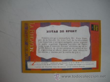 Coleccionismo deportivo: FICHA TECNICA DEL BAR&Ccedil;A - LA FUNDACION - EL PRIMER ANUNCIO - - Foto 1
