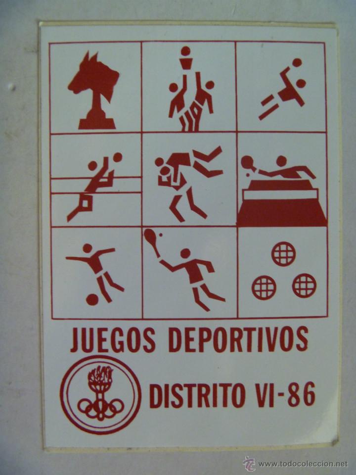 Coleccionismo deportivo: PEGATINA PUBLICITARIA DE LOS JUEGOS DEPORTIVOS DISTRITO VI . 1986