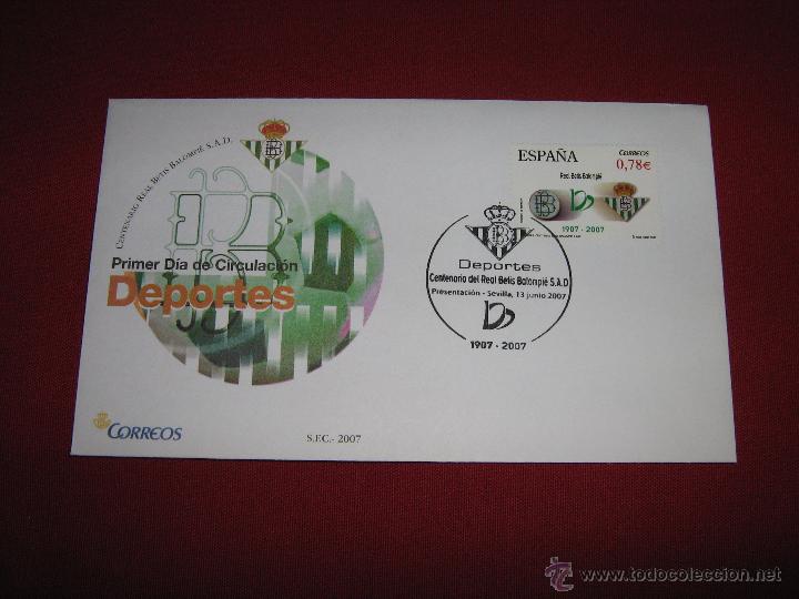 Collectionnisme sportif: SOBRE CON MATASELLOS PRIMER DIA DE CIRCULACION DEL CENTENARIO DEL REAL BETIS BALOMPIE