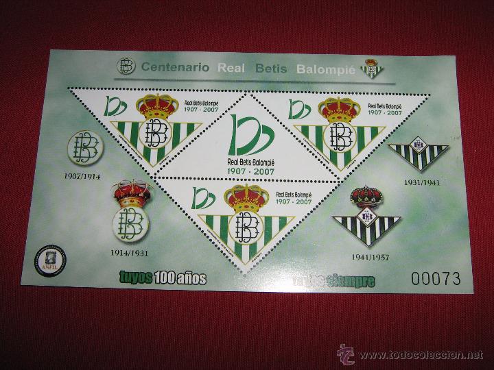 Coleccionismo deportivo: HOJA RECUERDO DEL CENTENARIO DEL REAL BETIS BALOMPIE 1907/2007 - Foto 1