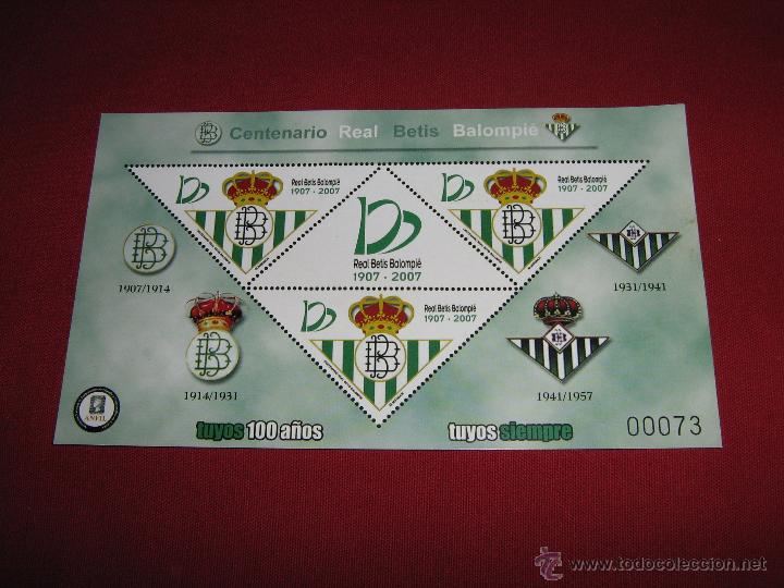 Coleccionismo deportivo: HOJA RECUERDO DEL CENTENARIO DEL REAL BETIS BALOMPIE 1907/2007 - Foto 2