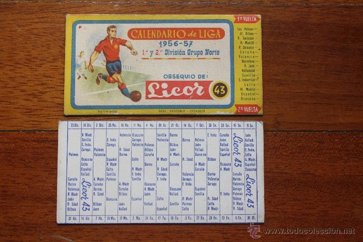 Collectionnisme sportif: CALENDARIO DE LIGA DE FUTBOL 1956-57/ 1&ordf; y 2&ordf; DIVISION.