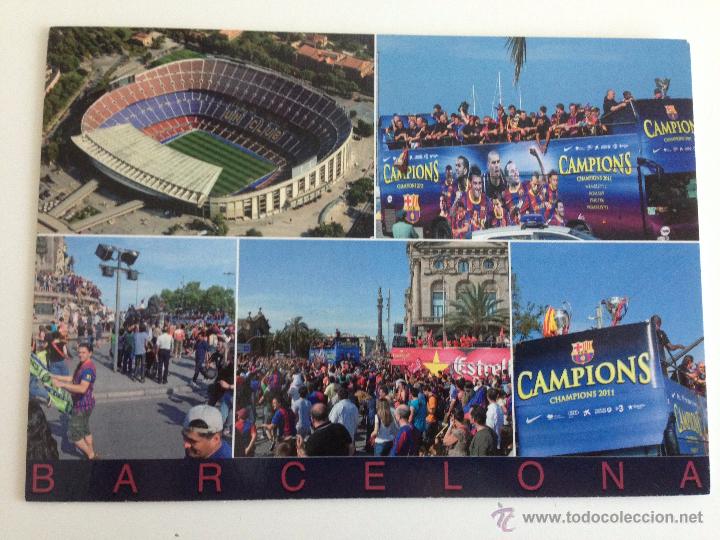Collectionnisme sportif: P0858 POSTAL FOTOGRAFIA BAR&Ccedil;A BARCELONA CAMPIONS CAMPEONES CHAMPIONS 2011
