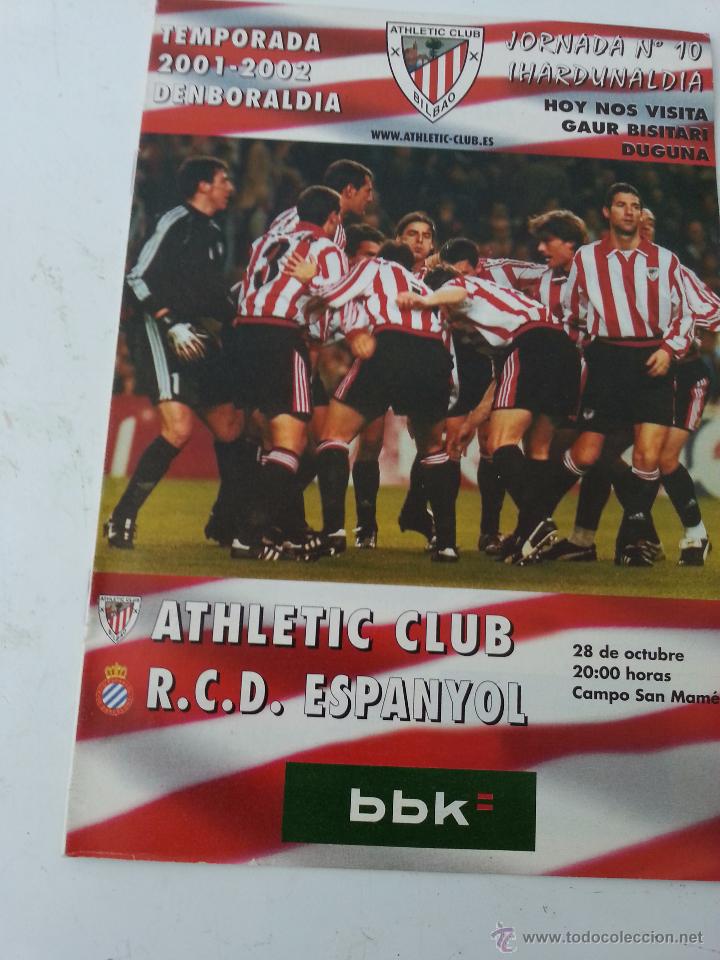 Coleccionismo deportivo: PROGRAMA ATHLETIC BILBAO-RCD ESPANYOL 2001-02 - Foto 1
