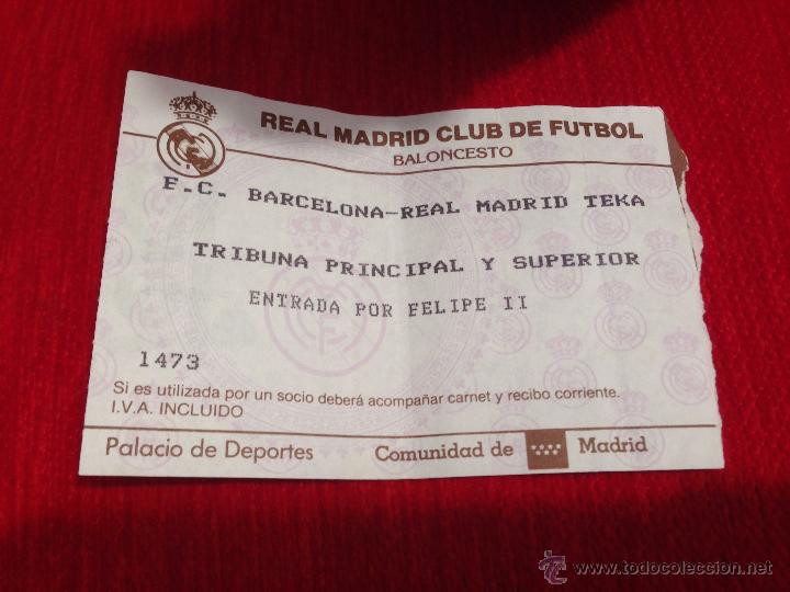 Coleccionismo deportivo: R176 ENTRADA TICKET BALONCESTO BASKET REAL MADRID TEKA BARCELONA A&Ntilde;OS 90