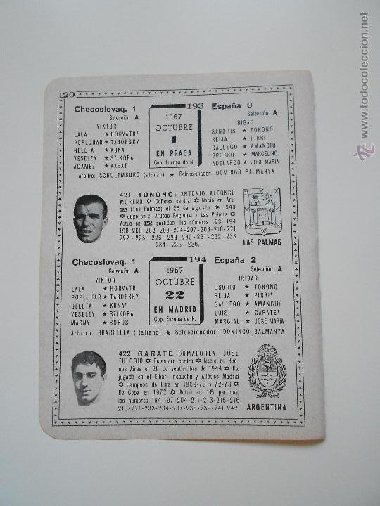 Collectionnisme sportif: hln- antigua hoja futbol- 1967 tonono, garate. checoslovaquia-espa&ntilde;a